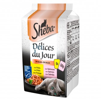 Cibo per Gatti al Gusto tonno salmone peswce bianco Sheba - 6 bustine