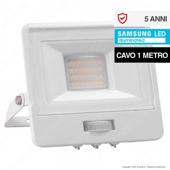 V-Tac VT-128S-1 Faro LED Floodlight 20W SMD IP65 Chip Samsung Sensore di...