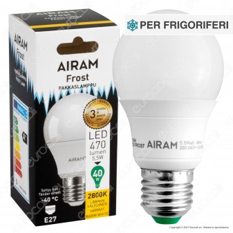 Bot Lighting Airam Frost Lampadina LED E27 5,5W Bulb per Celle Frigorifere -...