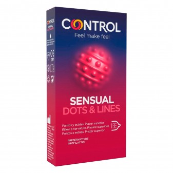 Preservativi Control Sensual Dots & Lines - Scatola da 6 Profilattici