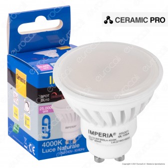 Imperia Ceramic Pro Lampadina LED GU10 9W Faretto Spotlight 100° Dimmerabile...