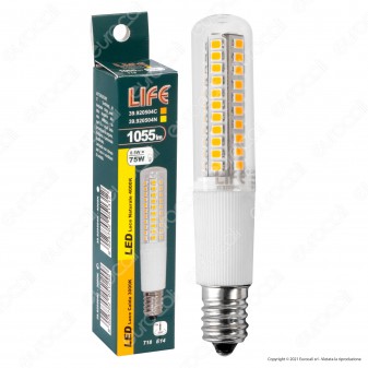 Life Lampadina LED E14 8,5W Tubolare T18 Transparent - mod. 39.920504C /...