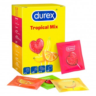 Preservativi Durex Tropical Mix Arancia Banana Fragola Mela - Confezione da...