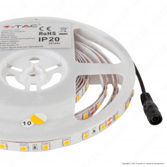 V-Tac VT-5050-60 Striscia LED Flessibile 50W SMD Monocolore 60 LED/metro 24V...