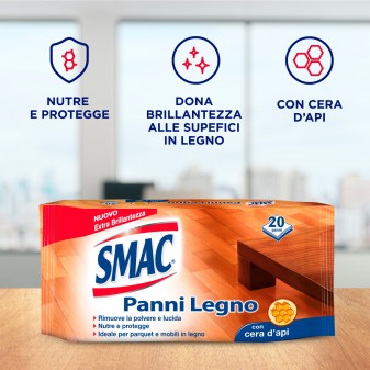 Smac Panni Legno con Cera D'Api per Mobili e Pavimenti - Confezione