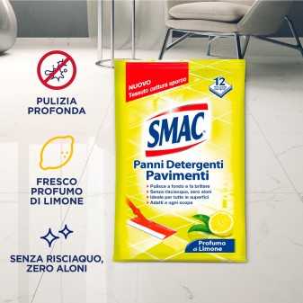 Smac Panni Detergenti Pavimenti Profumo di Limone - Confezione da 12