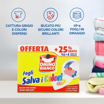 Omino Bianco Fogli Salva i Colori - Confezione da 20 Pezzi