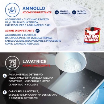 Omino Bianco Additivo Disinfettante in Polvere con Tecnologia DEO+