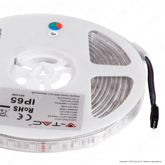 V-Tac VT-5050-60 Striscia LED Flessibile 35W SMD RGB 60 LED/metro 12V IP65 -...