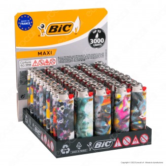 Bic Maxi J26 Accendino Grande Fantasia Colour Face - Box da 50 Accendini
