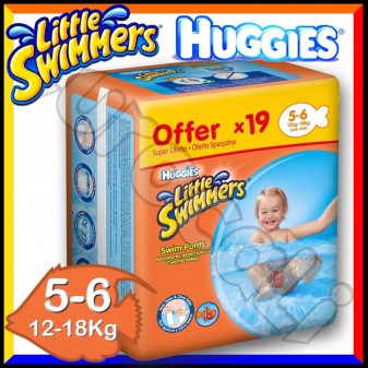 Huggies Little Swimmers Pannolino Costumino Taglia 5/6 (12-18 Kg) Box da 19...