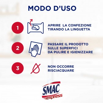 Smac Salviette Detergenti Igienizzanti 3in1 per Superfici -