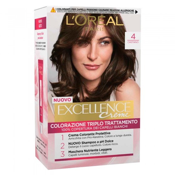L'Oréal Paris Excellence Colorazione Permanente 4 Castano Triplo L'Oréal Paris Excellence Colorazione Permanente 4 Castano Triplo