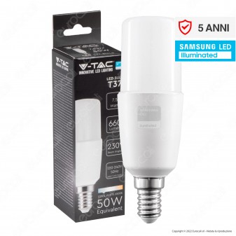 V-Tac VT-248 Lampadina LED E14 7.5W Bulb T37 Tubolare SMD Chip Samsung - SKU...
