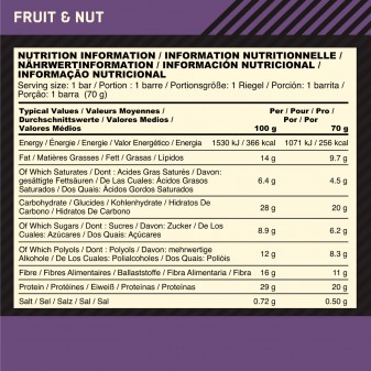 Optimum Nutrition Fruit e Nut  Protein Crisp - Confezione da 10 Barrette da 70 g