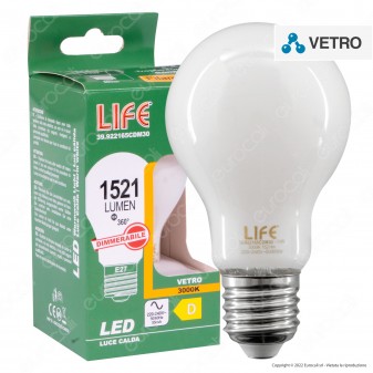 Life Lampadina LED E27 11W Bulb A60 Goccia Filament Dimmerabile in Vetro...