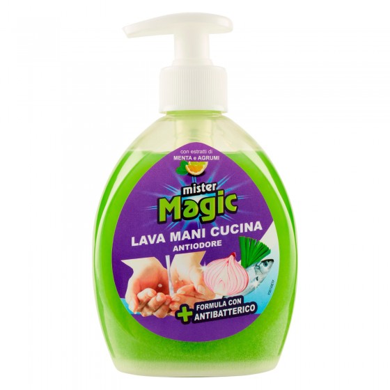 Mister Magic Lava Mani Cucina Antiodore Sapone Liquido con Estratti di Menta e Agrumi - Flacone da 300ml