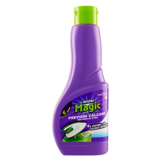 Mister Magic Previeni Calcare per Ferri da Stiro a Vapore o con Caldaia Separata - Flacone da 500ml Mister Magic Previeni Calcare per Ferri da Stiro a Vapore o con Caldaia Separata - Flacone da 500ml
