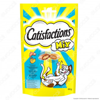 Catisfactions Mix Snack al Salmone e Formaggio per Gatti - Confezione 60g