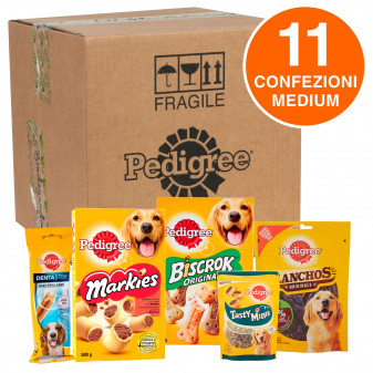 Pedigree Kit Snack e Biscotti Misti per Cani di Taglia Media - Scatola con 11...