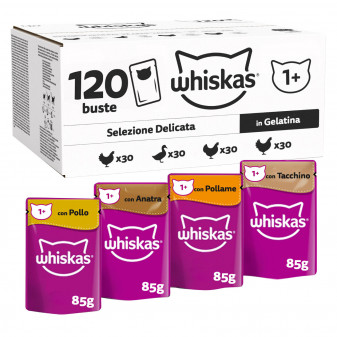 Whiskas Selezione Delicata in Gelatina Cibo per Gatti Adulti Gusto Pollo...