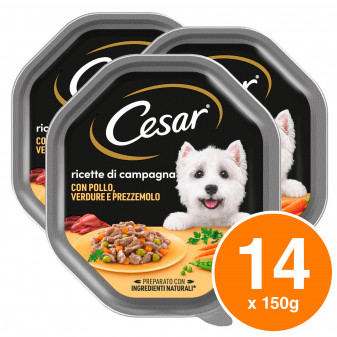Cesar Ricette di Campagna Cibo per Cani con Pollo e Misto Verdurine in Salsa...