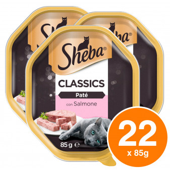 Sheba Paté Classic Cibo per Gatti al Gusto Salmone - 22 Vaschette da 85g