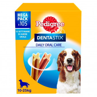 Pedigree Dentastix Medium per l'igiene orale del cane - Confezione da 105 Stick