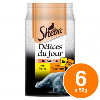 Sheba Délices Du Jour in Salsa Cibo per Gatti con Pollo e Tacchino - 6 Buste...