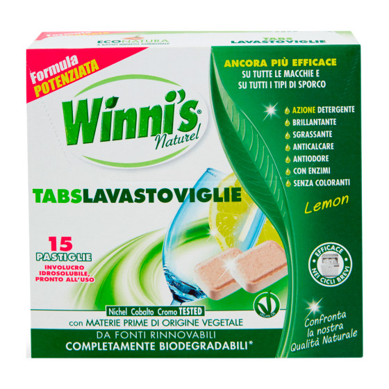  Winni's Naturel Tabs Lavastoviglie Lemon Pronte all'Uso - 1 confezione da 15 pastiglie