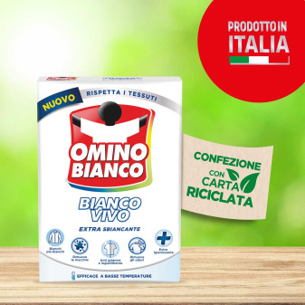 Omino Bianco Additivo in Polvere Bianco Vivo Extra Sbiancante 5in1 per Lavatrice e Bucato a Mano - Confezione da 500g