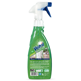 Vetril Vetri e Specchi Detergente Spray Zero Allergeni con Ingredienti di Origine Naturale Asciugatura Rapida - Flacone da 650ml