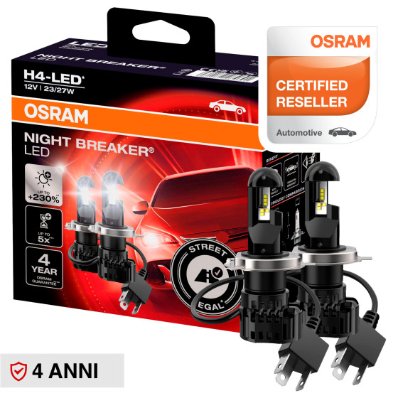 Osram Night Breaker LED Auto 23/27W Fari 12V - 2 Lampadine H4 Osram Night Breaker LED Auto 23/27W Fari 12V - 2 Lampadine H4