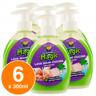 Mister Magic Lava Mani Cucina Antiodore Sapone Liquido con Estratti di Menta...