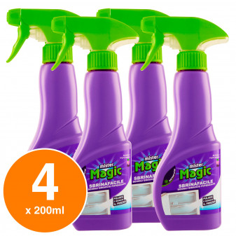 Mister Magic Sbrinafacile Spray Sciogli Ghiaccio Potenziato - 4 Flaconi da 200ml