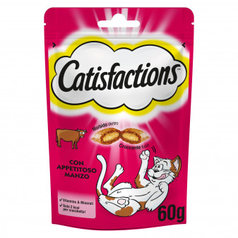 Catisfactions Snack al Manzo per Gatti - Confezione da 60g