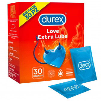 Preservativi Durex Love Extra Lube con Forma Easy On - Confezione da 30...