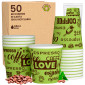 Immagine 1 - Bicchierini da Caffè in Carta Riciclabile con Fantasia LoveGreenCUP da 65ml - Confezione da 50 Bicchieri