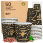Immagine 1 - Bicchierini da Caffè in Carta Riciclabile con Fantasia CoffeeGoldCUP da 65ml - Confezione da 50 Bicchieri