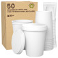 Immagine 1 - Bicchieri in Carta Riciclabile Colore Bianco da 240ml con Coperchi - Confezione da 50 Bicchieri