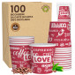 Immagine 1 - Bicchierini da Caffè in Carta Riciclabile Fantasia LoveRedCUP da 65ml con Coperchi - Confezione da 100