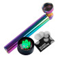 Immagine 1 - Champ High Pipa a Tubo in Metallo Colore Rainbow + Grinder Tritatabacco 2 Parti in Metallo Colore Nero con 3 Griglie di Ricambio