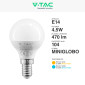 Immagine 4 - V-Tac VT-2156 Super Saver Pack 3x Lampadina LED E14 4,5W MiniGlobo P45 SMD - SKU 217357 / 217359