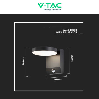VT-11020S Lampada LED da Muro 17W IP65 Sensore PIR V-Tac