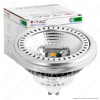 V-Tac VT-1112D Lampadina LED AR111 GU 10 12W Faretto da Incasso Dimmerabile - SKU 7234 / 7235 / 7236