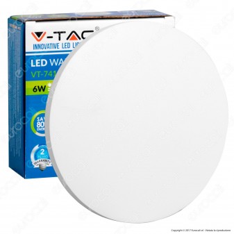 V-Tac VT-741 Lampada da Muro Wall Light LED 6W Forma Circolare Colore Bianco - SKU 7524 / 7525