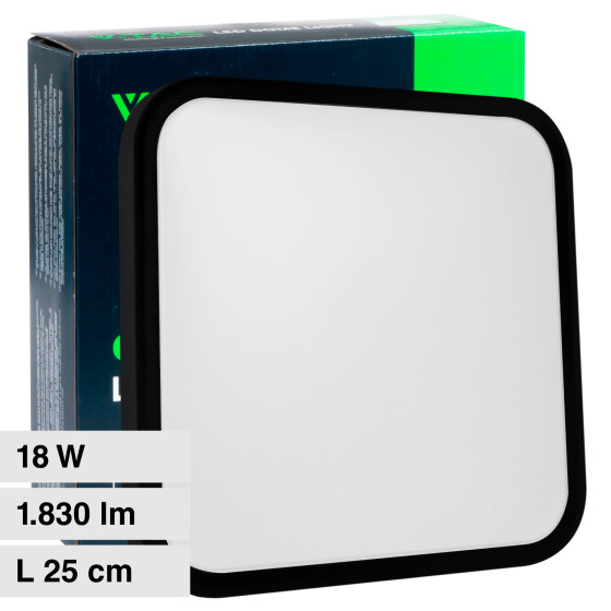 VT-8618 Plafoniera LED Quadrata 18W SMD IP44 Colore Nero V-Tac VT-8618 Plafoniera LED Quadrata 18W SMD IP44 Colore Nero V-Tac