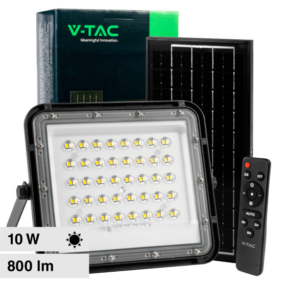 VT-80W Faro LED 10W IP65 Nero Pannello Solare e Telecomando V-Tac VT-80W Faro LED 10W IP65 Nero Pannello Solare e Telecomando V-Tac