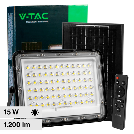 V-Tac VT-120W Faro LED 15W IP65 Nero Pannello e Telecomando V-Tac VT-120W Faro LED 15W IP65 Nero Pannello e Telecomando