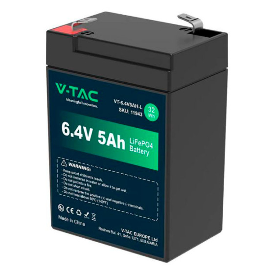 V-Tac VT-6.4V5AH-L Batteria LiFePO4 6,4V 5Ah - SKU 11943 V-Tac VT-6.4V5AH-L Batteria LiFePO4 6,4V 5Ah - SKU 11943
